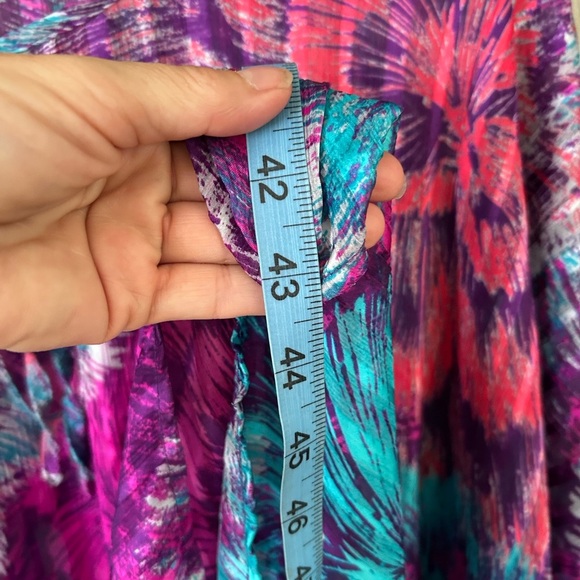 K-DASH by Kardashian Womens 2X Tie Caftan Pink Blue Stripe Kimono Sleeve - Picture 7 of 8